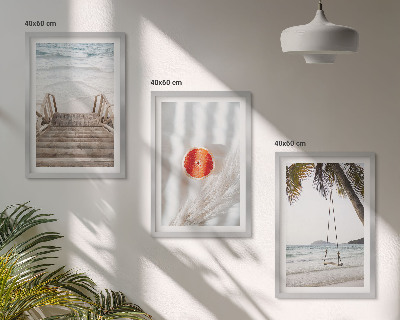 Set tablouri decorative Vacanță pe scări de lemn pe plajă
