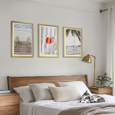 Set tablouri decorative Vacanță pe scări de lemn pe plajă