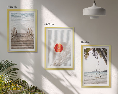Set tablouri decorative Vacanță pe scări de lemn pe plajă