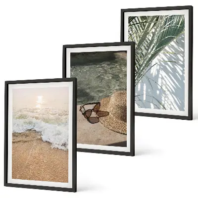 Set tablouri decorative cu imprimeu ochelari de soare și pălărie de plajă