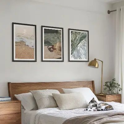 Set tablouri decorative cu imprimeu ochelari de soare și pălărie de plajă