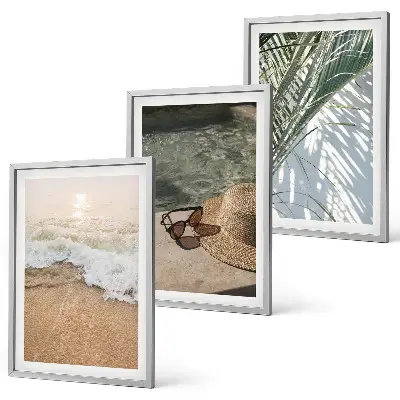 Set tablouri decorative cu imprimeu ochelari de soare și pălărie de plajă