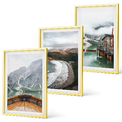 Set tablouri pentru dormitor Munți, lac, barcă, plajă, peisaj