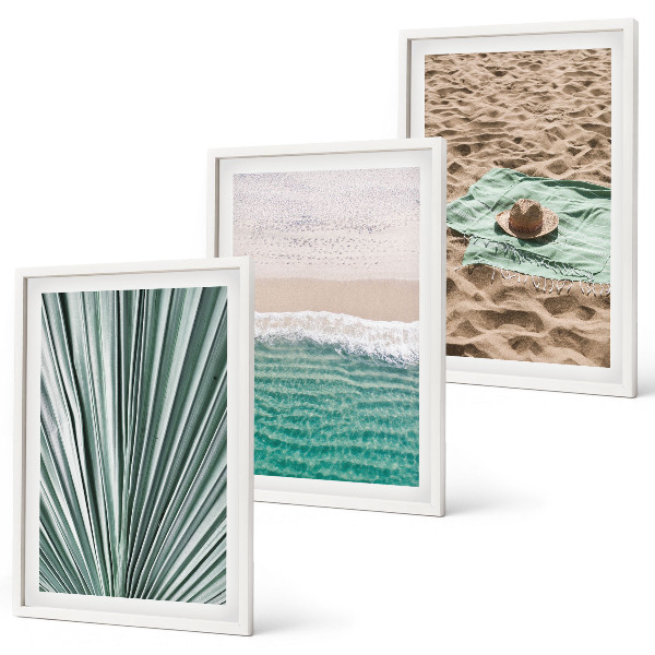 Set tablouri decorative Vederi de vacanță pe plajă și mare