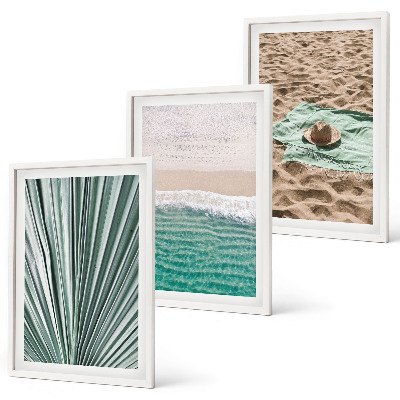 Set tablouri decorative Vederi de vacanță pe plajă și mare