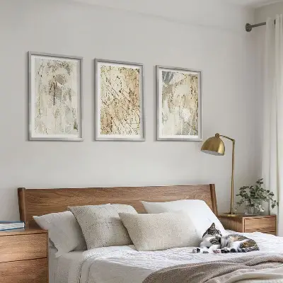 Set de tablouri pentru dormitor cu modele abstracte în nuanțe de bej și gri