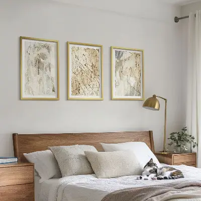 Set de tablouri pentru dormitor cu modele abstracte în nuanțe de bej și gri