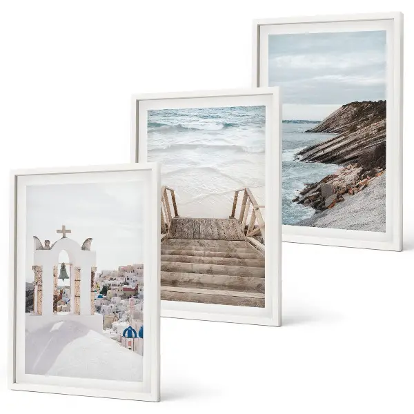 Set de tablouri pentru dormitor cu arhitectură marină din Santorini