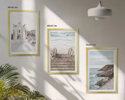 Set de tablouri pentru dormitor cu arhitectură marină din Santorini
