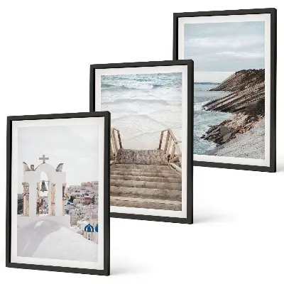 Set de tablouri pentru dormitor cu arhitectură marină din Santorini