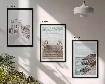 Set de tablouri pentru dormitor cu arhitectură marină din Santorini