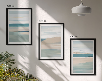 Set tablouri decorative Peisaje albastre abstracte