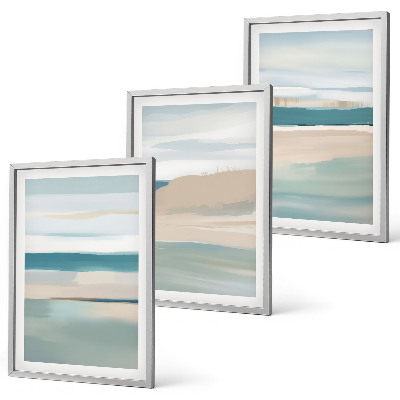 Set tablouri decorative Peisaje albastre abstracte