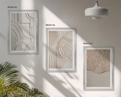 Set de tablouri pentru dormitor cu modele abstracte bej și alb