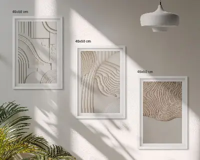 Set de tablouri pentru dormitor cu modele abstracte bej și alb