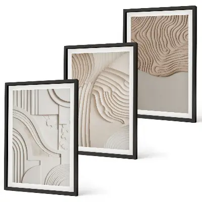Set de tablouri pentru dormitor cu modele abstracte bej și alb