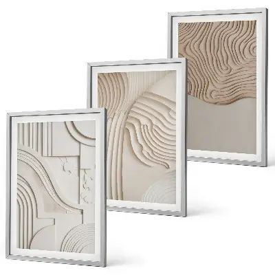 Set de tablouri pentru dormitor cu modele abstracte bej și alb