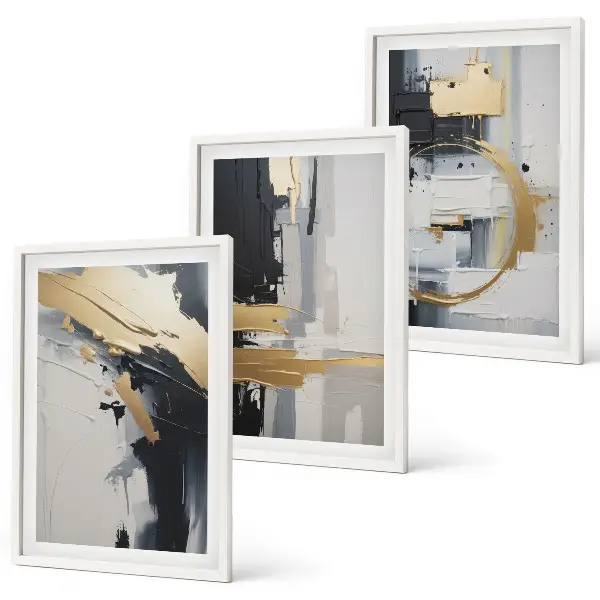 Set de tablouri decorative cu pictură abstractă alb-negru