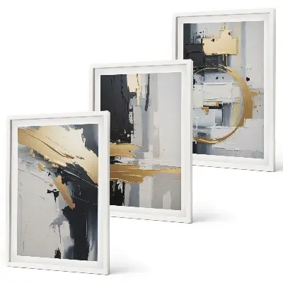 Set de tablouri decorative cu pictură abstractă alb-negru