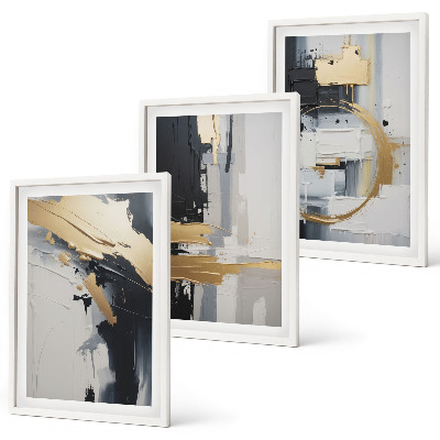 Set tablouri decorative Pictură abstractă alb-negru