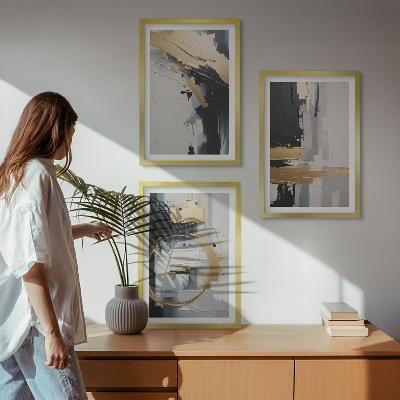 Set tablouri decorative Pictură abstractă alb-negru