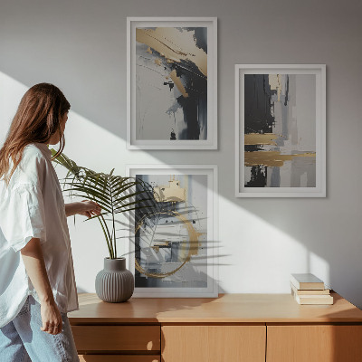 Set tablouri decorative Pictură abstractă alb-negru