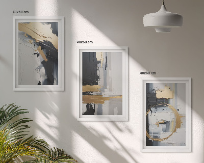 Set tablouri decorative Pictură abstractă alb-negru