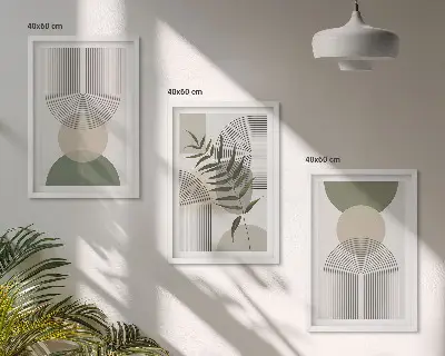 Set de tablouri pentru dormitor cu model de forme abstracte și verdeață