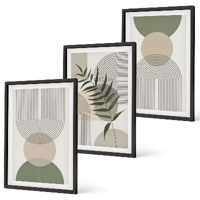 Set tablouri pentru dormitor Forme abstracte cu verdeață
