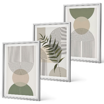 Set tablouri pentru dormitor Forme abstracte cu verdeață