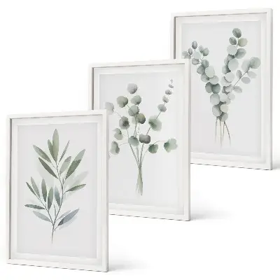 Set tablouri decorative cu modele de plante și verdeață