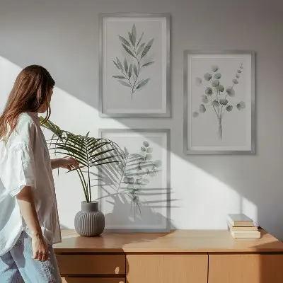 Set tablouri decorative cu modele de plante și verdeață