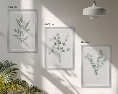Set tablouri decorative cu modele de plante și verdeață