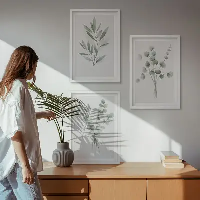 Set tablouri decorative cu modele de plante și verdeață