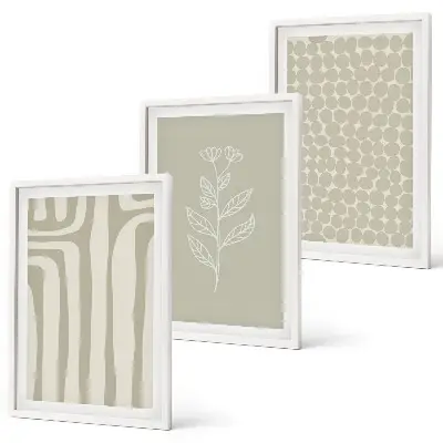 Set de tablouri pentru dormitor cu modele geometrice de plante