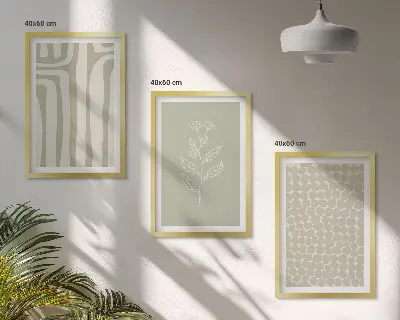Set de tablouri pentru dormitor cu modele geometrice de plante