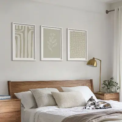Set de tablouri pentru dormitor cu modele geometrice de plante