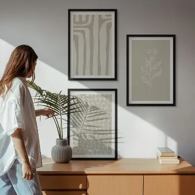 Set de tablouri pentru dormitor cu modele geometrice de plante
