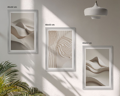 Set tablouri decorative Valuri bej abstracte