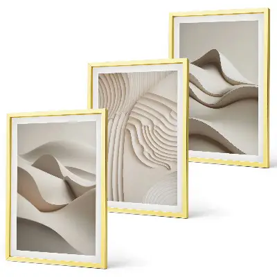 Set tablouri decorative cu model abstract valuri bej
