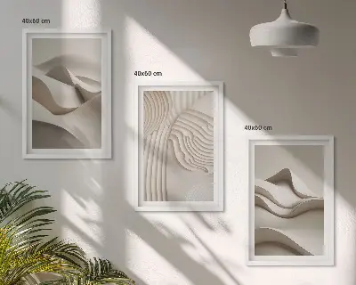Set tablouri decorative cu model abstract valuri bej