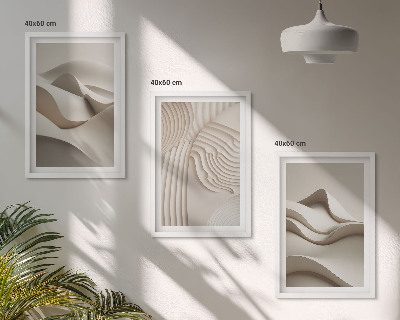 Set tablouri decorative Valuri bej abstracte