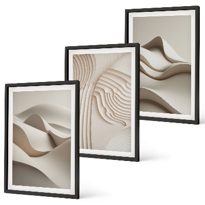 Set tablouri decorative Valuri bej abstracte