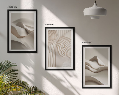 Set tablouri decorative Valuri bej abstracte