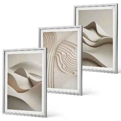 Set tablouri decorative cu model abstract valuri bej