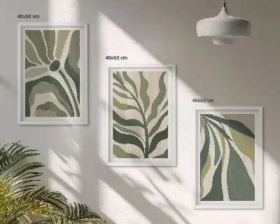 Set de tablouri pentru dormitor cu ilustrații cu frunze verzi pictate