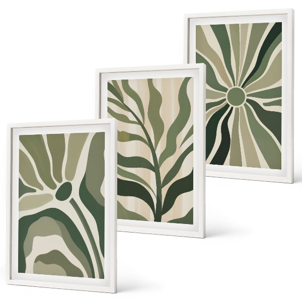 Set tablouri decorative Modele de plante verzi și bej