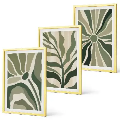 Set de tablouri decorative cu modele de plante verzi și bej