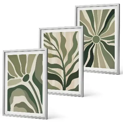 Set de tablouri decorative cu modele de plante verzi și bej