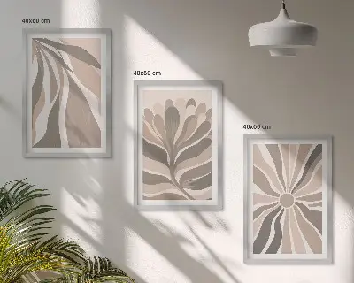 Set tablouri pentru dormitor cu modele abstracte de plante